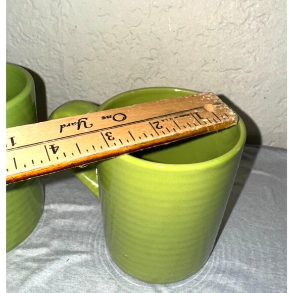 Set Of 3 Royal Norfolk Coffee Mugs Green & Blue Ceramic Ribbed Design 3.5" Tall - Picture 4 of 6